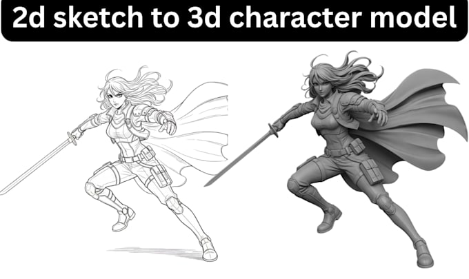 Convert 2d sketch to 3d stl file photo to 3dmodel convert 2d image for ...