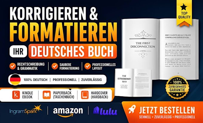 Überarbeitung und formatierung ihres deutschen buches für amazon KDP publishing