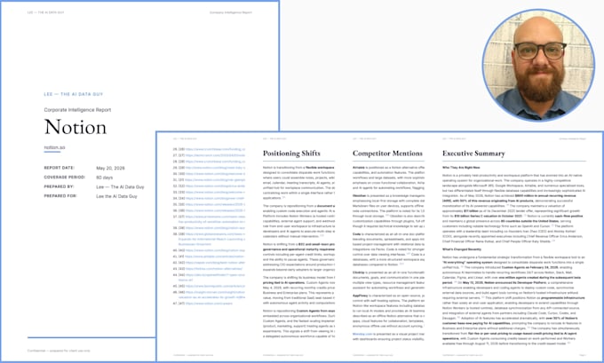 deliver a sourced and formatted corporate intelligence report
