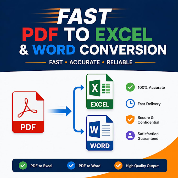 convert PDF to excel, PDF to word and do any data entry work