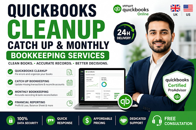 quickbooks cleanup catch up bookkeeping and monthly bookkeeping services