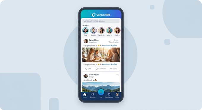 create UI UX for social media apps