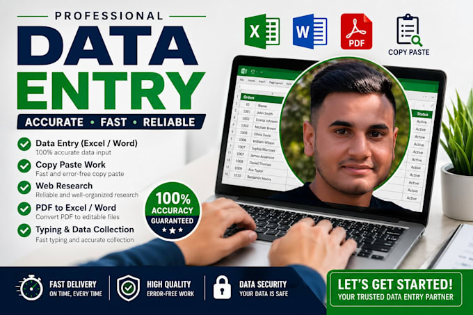 do fast and accurate data entry, copy paste, typing work