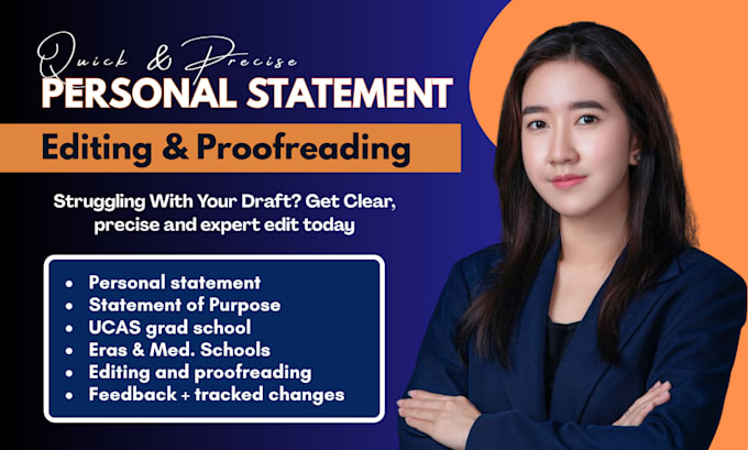 refine your ucas personal statement, proofread uk grad school sop, copy editor