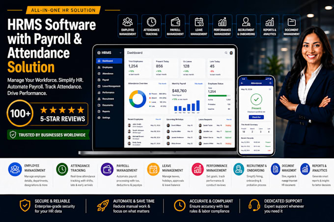 develop hrms software with payroll and attendance