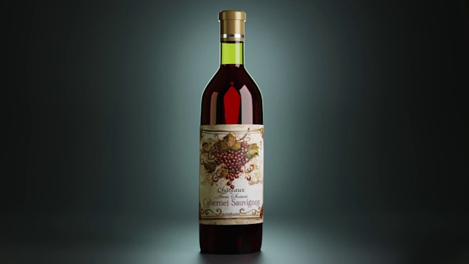 create high end 3d bottle 3d wine animation and photorealistic product rendering