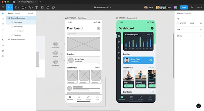 design wireframes and UI UX in figma
