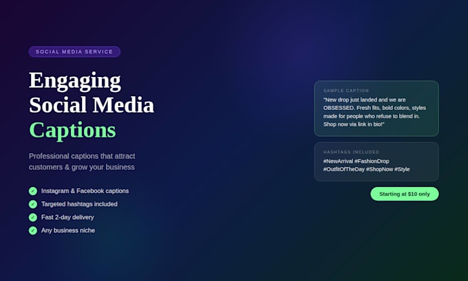 write social media captions for small businesses