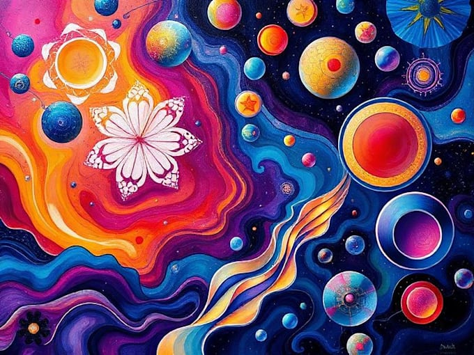 create magical abstract art, psychedelic, surrealism, cubism