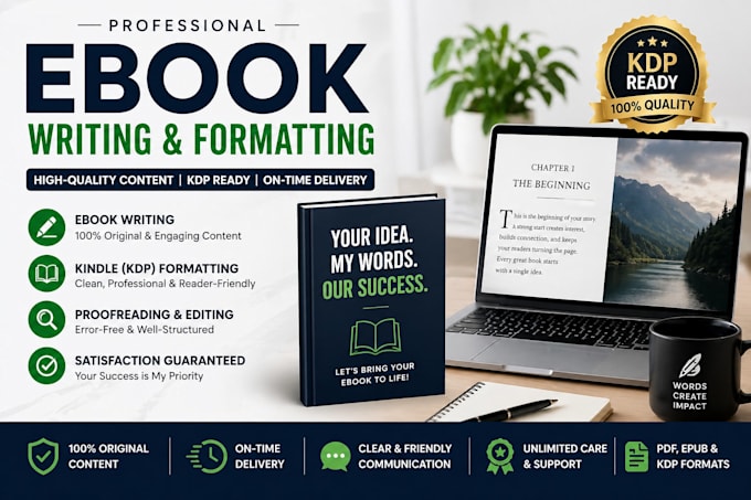 write and format a professional ebook for kindle KDP