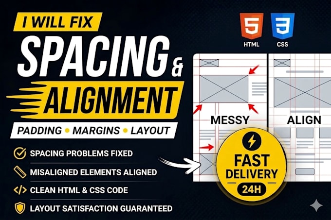 fix website spacing, alignment and layout issues