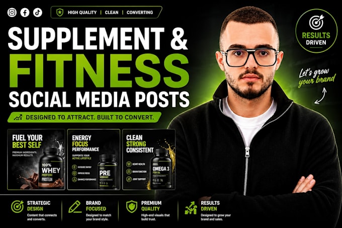 design health and fitness social media posts professionally