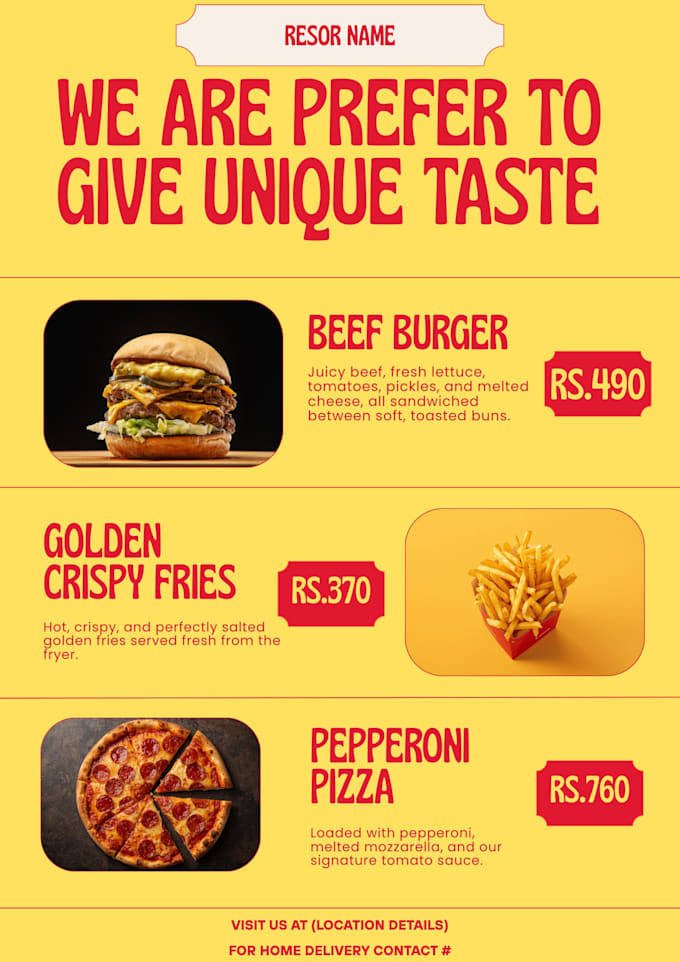 make vibrant fast food menu pamphlet