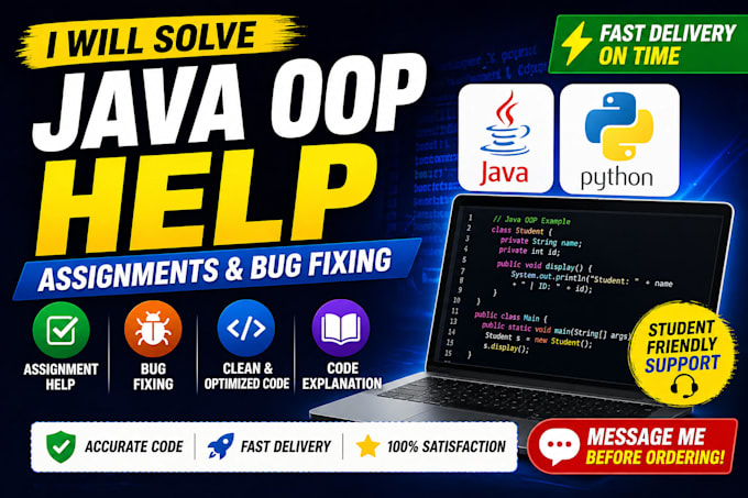 solve java oop assignments and fix bugs with clear explanation