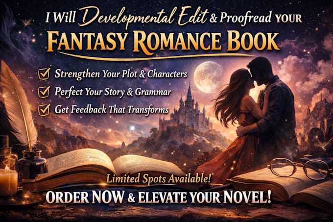 developmentally edit and proofread your fantasy romance