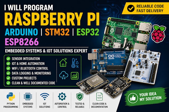 program raspberry pi, arduino, stm32, esp32, esp8266