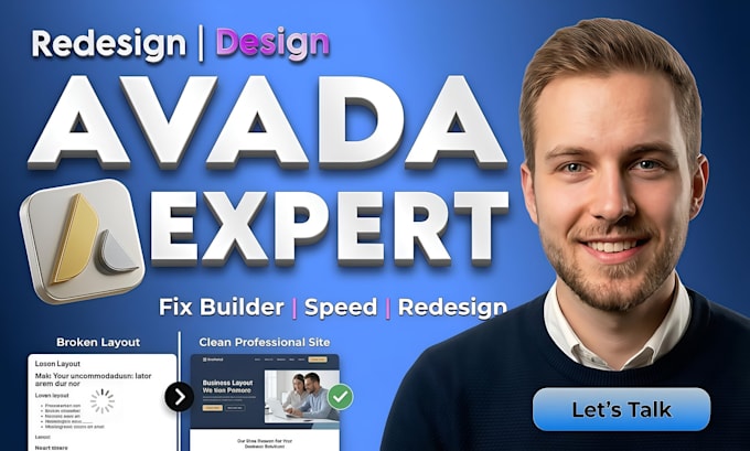 design avada theme customization, fix fusion builder or redesign avada website
