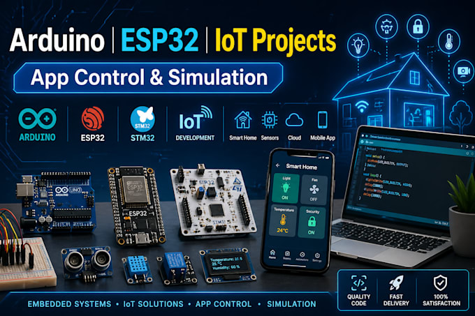 develop esp32,arduino iot systems with cloud dashboard