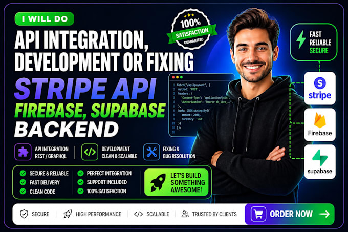 do API integration, development or fixing stripe API firebase, supabase backend