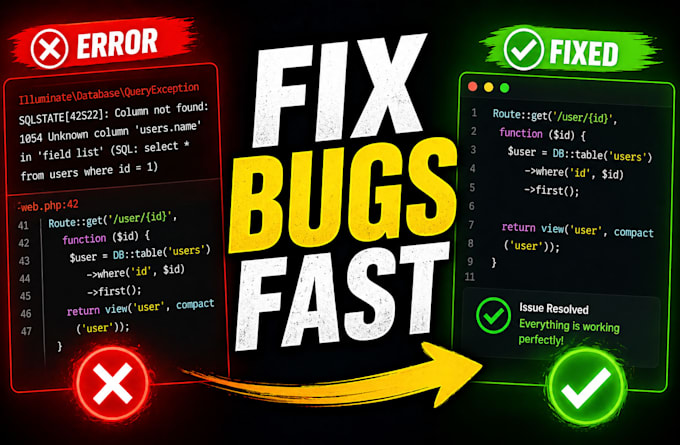 fix bugs, errors, and issues in your website or web application fast