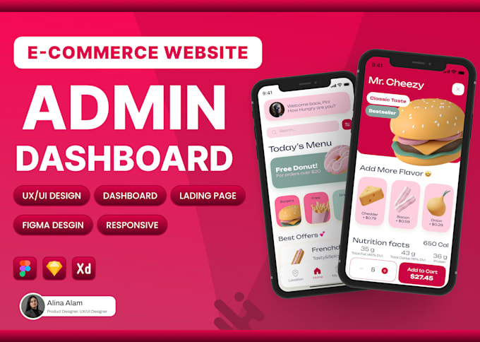 design a e commerce website and admin dashboard in figma
