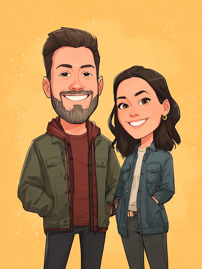 do couple caricature illustration for you