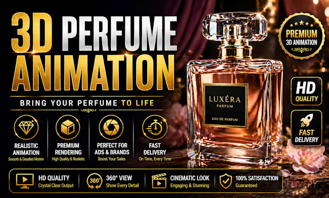 create 3d perfume animation video 3d perfume bottle design 3d fragrance video ad