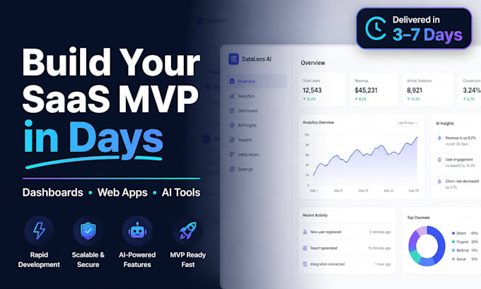 build your saas mvp web app dashboard or ai app