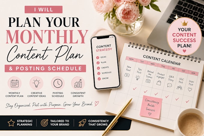 plan your monthly content calendar and posting schedule