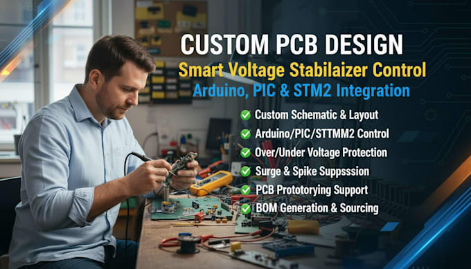 design pcb for smart voltage stabilizer using arduino pic stm32 control