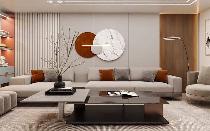 arrange cgi 3d basement studio interior,open shelving unit, kitchen design,lobby