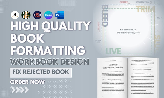 do canva book formatting, KDP workbook design, paperback format for publishing