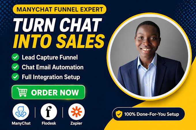 manychat chatbot flodesk email zapier automation sales funnel