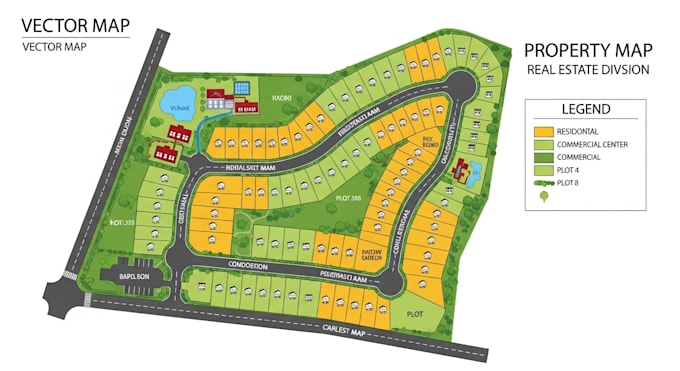 design property map, land layout and real estate map illustration