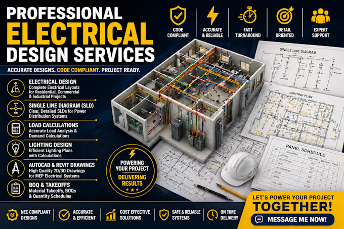 design electrical drawings, sld, load calculation and nec compliant plans