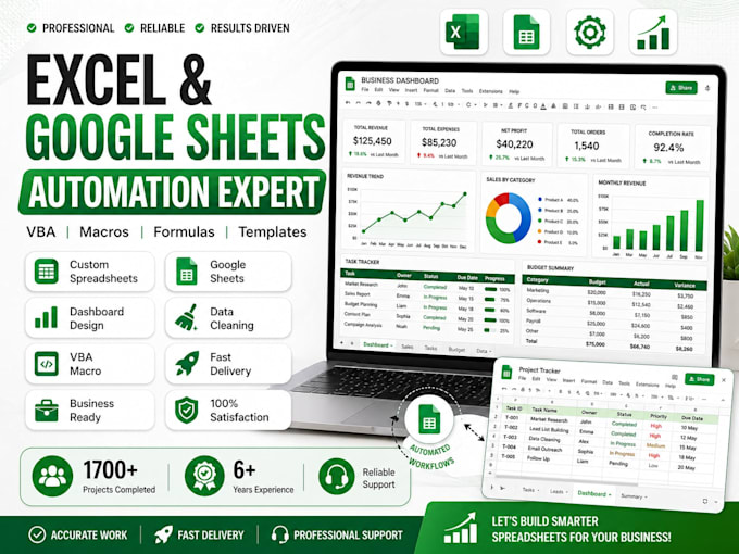 be your google sheets expert for automation and custom spreadsheets ,vba