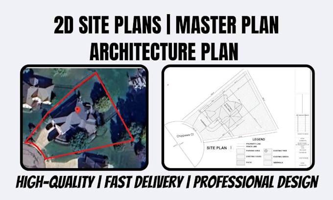 design a detailed 2d site plan and architectural site plan rendering
