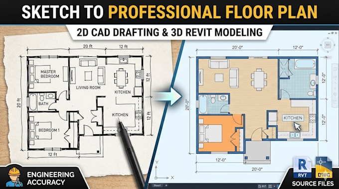 Redraw your hand sketch or pdf to a professional 2d floor plan by ...