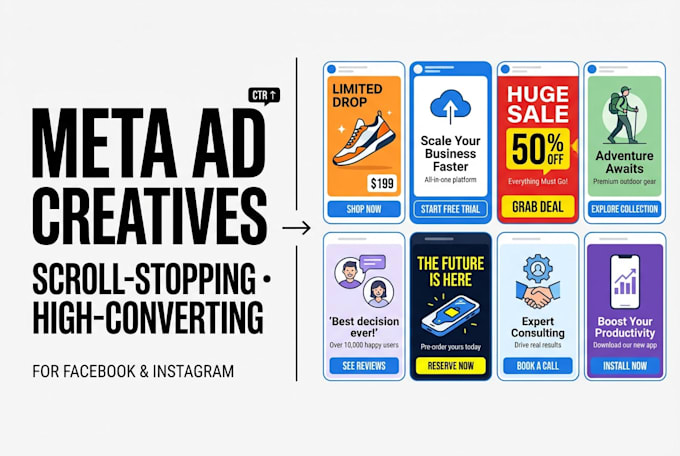 design high converting static ad images for meta