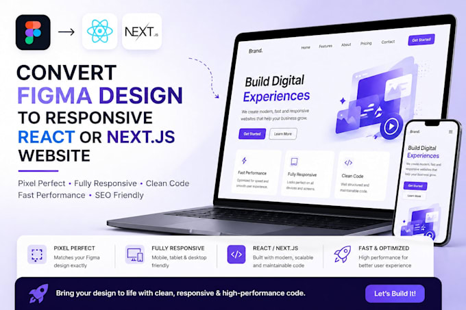 convert figma design to responsive react or next js website