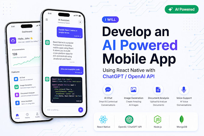 develop an ai powered mobile app using react native with chatgpt or openai API