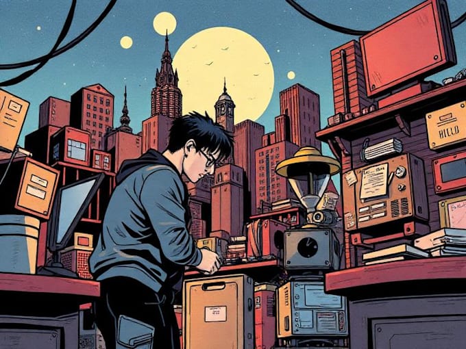 comic book illustration, comic graphic novel