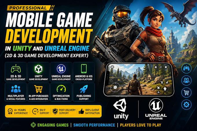 Sviluppatore di giochi mobile per giochi 2d e 3d in unity e unreal engine