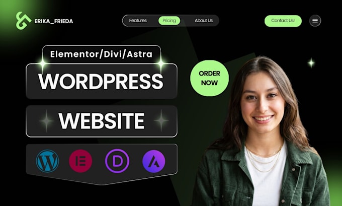 design wordpress website with elementor, divi, ionos wordpress website, astra