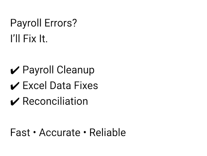 fix payroll mistakes, set up payroll, and ensure tax compliance
