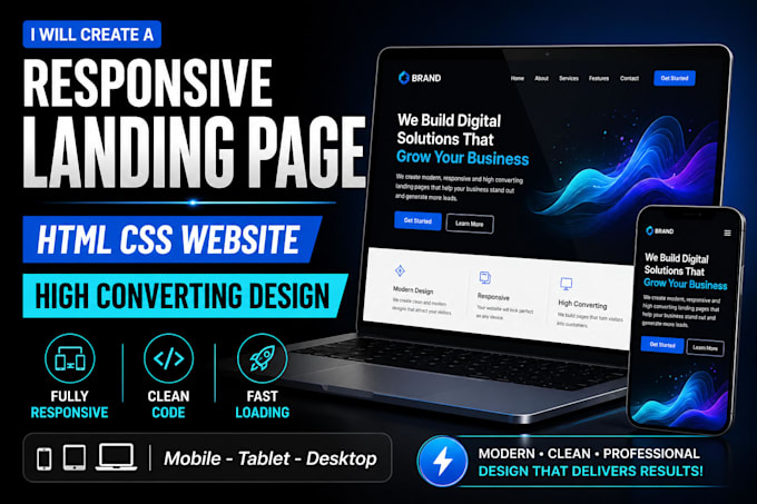 create a responsive HTML CSS landing page