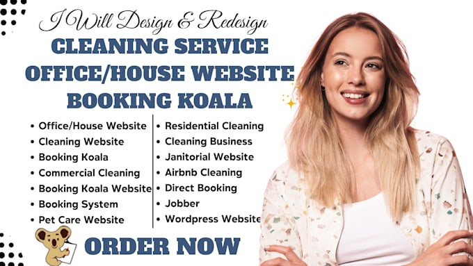 cleaning service website with booking koala, bookingkoala, booking koala website
