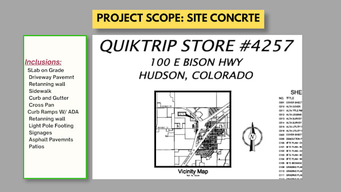 do site concrete takeoff and cost estimate using bluebeam or planswift for gcs