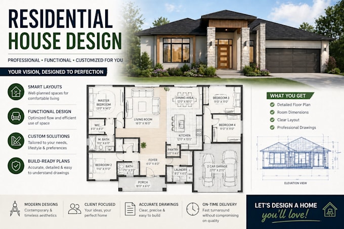 design your residential house floor plan professionally
