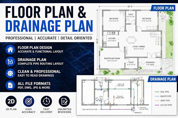 design professional floor plan and drainage plan for your project